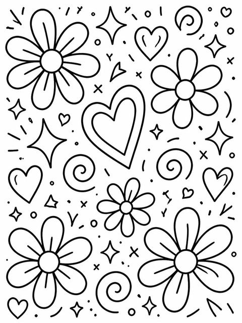 Coloring sheet in the Cream Doodle Pastel 11th Birthday Party design