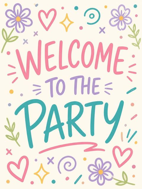 Welcome sign in the Cream Doodle Pastel 11th Birthday Party design