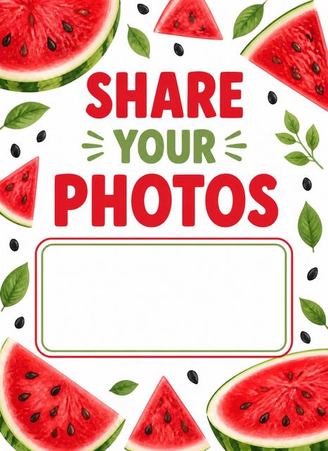 Hashtag card in the Watercolor Watermelon Slice 1st Birthday design