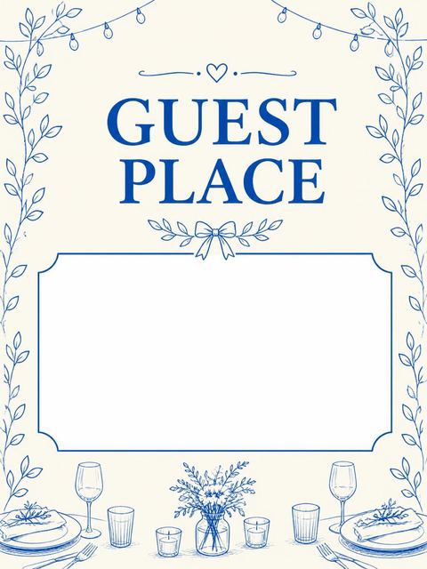 Place card in the Blue Ink Table Setting 10th Birthday Dinner design