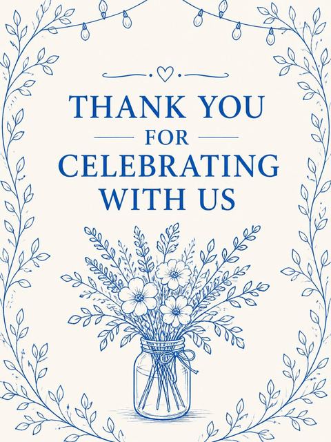 Thank-you flat in the Blue Ink Table Setting 10th Birthday Dinner design