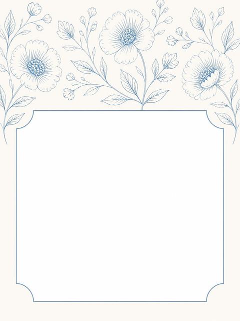 Place card in the Blue Botanical Line-Art Bridal Shower design