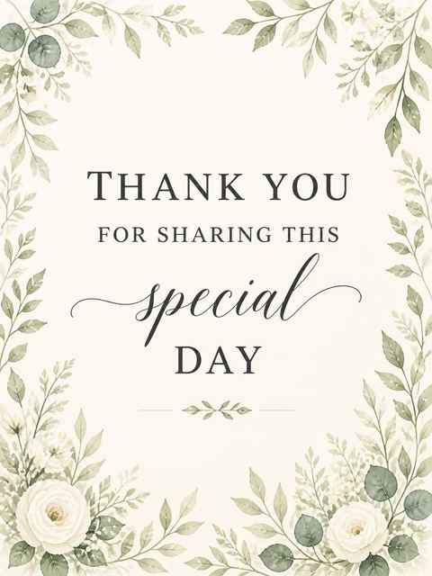 Thank-you flat in the Watercolor Botanical Bride Bridal Shower design