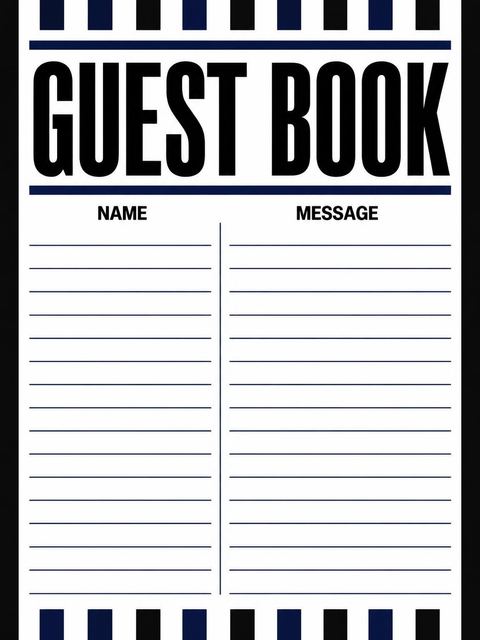 Guest sign-in sheet in the Navy and White Bold Typography Birthday design
