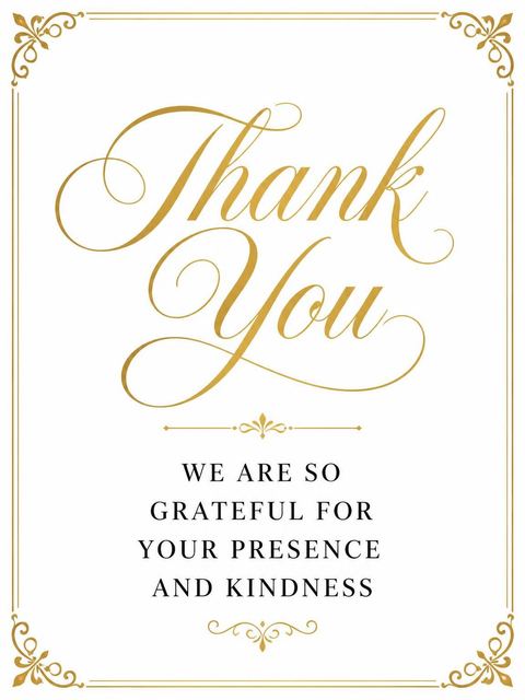 Thank-you flat in the Gold Calligraphy Minimalist Bridal Shower design