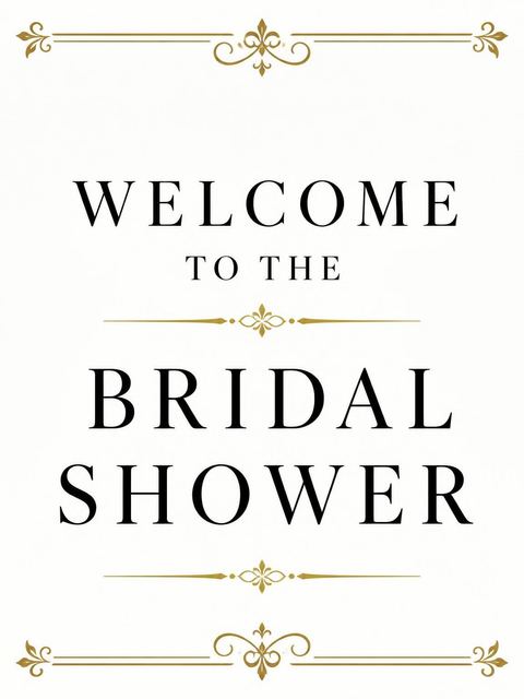 Welcome sign in the Gold Calligraphy Minimalist Bridal Shower design