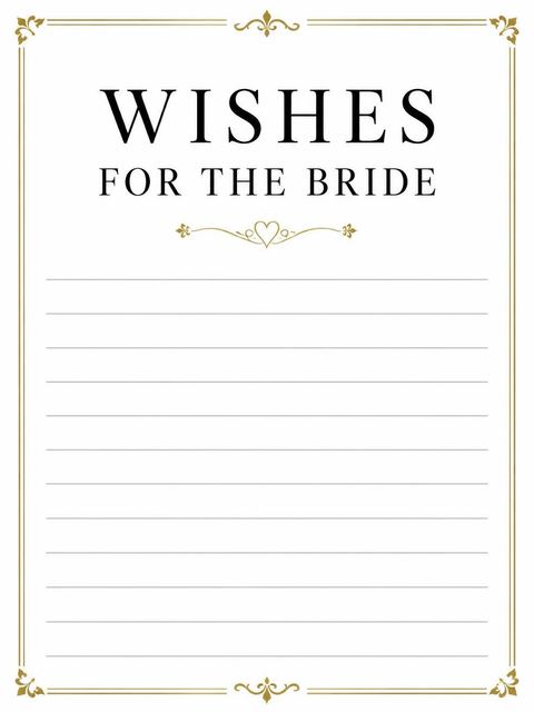 Wishes page in the Gold Calligraphy Minimalist Bridal Shower design