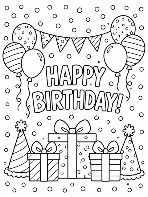 Coloring sheet in the Colorful Confetti 5th Birthday Invitation design
