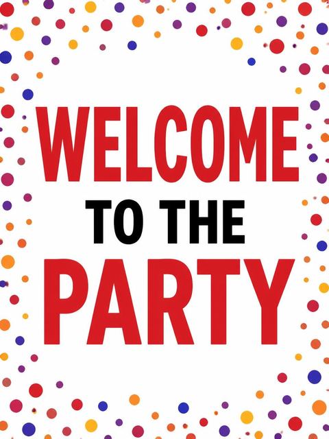 Welcome sign in the Colorful Confetti 5th Birthday Invitation design