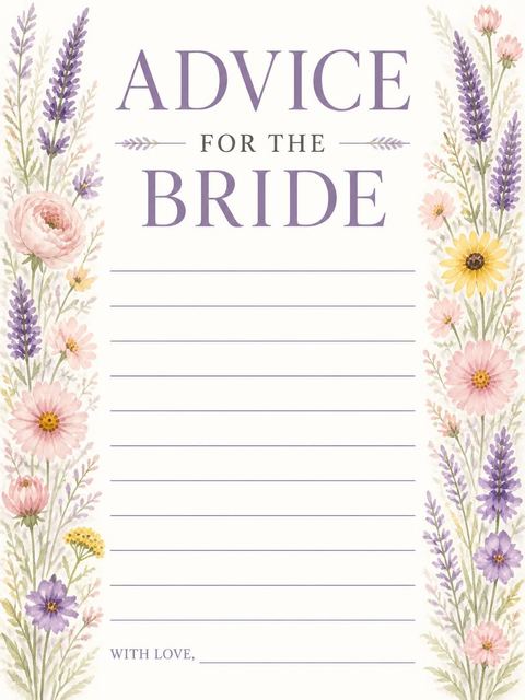 Advice card in the Watercolor Wildflower Bridal Shower Invitation design