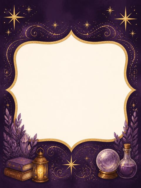 Place card in the Deep Purple Wizard 7th Birthday Invitation design