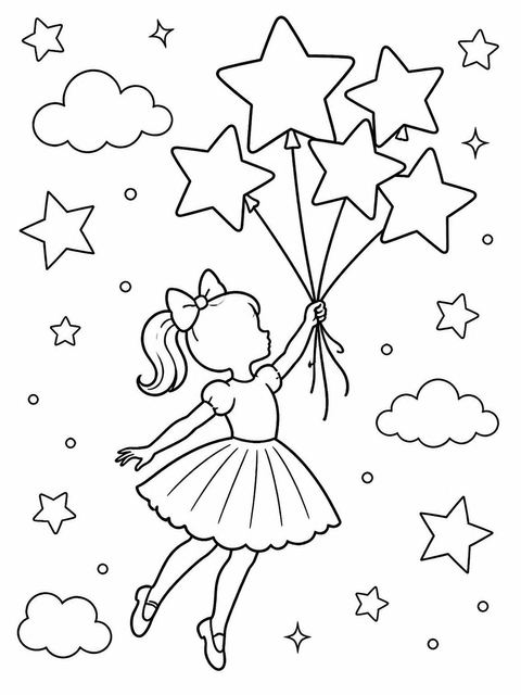 Coloring sheet in the Gold Glitter Star 3rd Birthday Invitation design