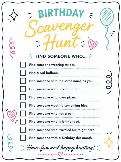 Scavenger hunt in the Navy Wavy Border 4th Birthday Card design