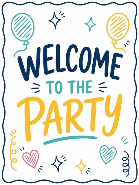 Welcome sign in the Navy Wavy Border 4th Birthday Card design