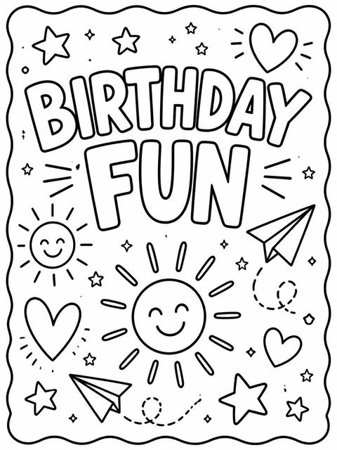 Coloring sheet in the Teal Doodle Icon 7th Birthday Invitation design