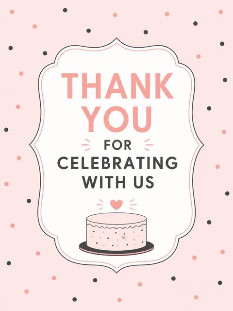 Thank-you flat in the Pink Cake 25th Birthday Invitation design