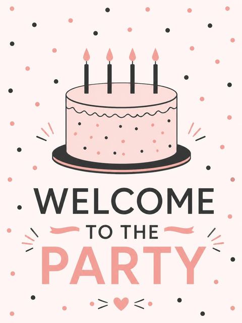 Welcome sign in the Pink Cake 25th Birthday Invitation design