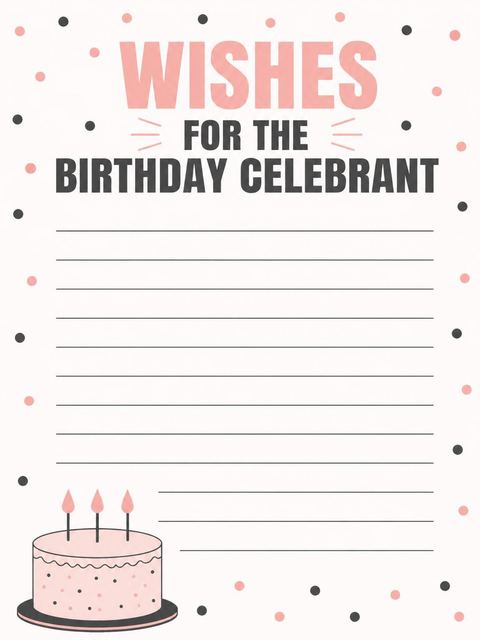 Wishes page in the Pink Cake 25th Birthday Invitation design