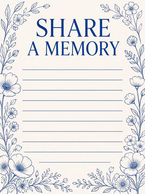 Memory card in the Blue Botanical Line-Art 22nd Birthday design