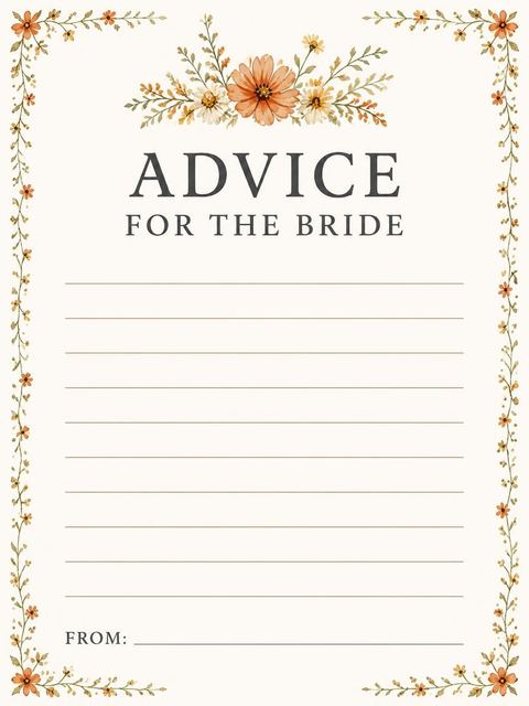 Advice card in the Autumnal Watercolor Wildflower Bridal Luncheon design