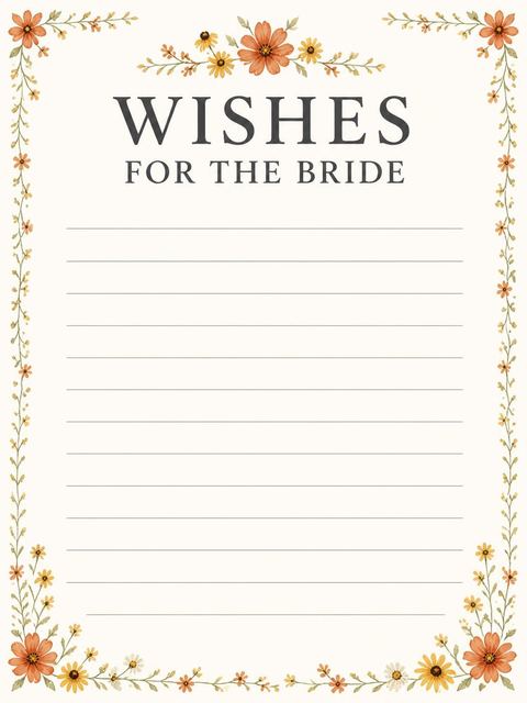 Wishes page in the Autumnal Watercolor Wildflower Bridal Luncheon design