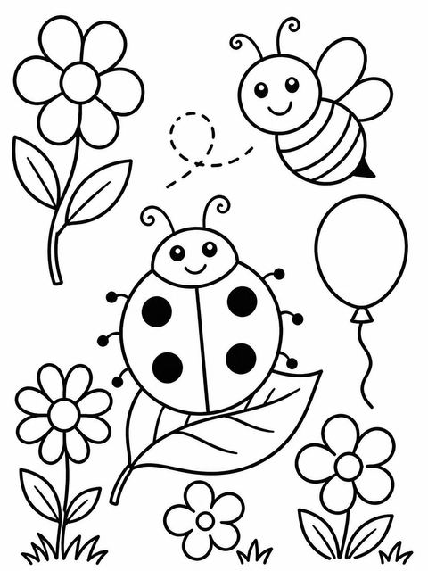 Coloring sheet in the Crayon Bug Theme 9th Birthday Invitation design