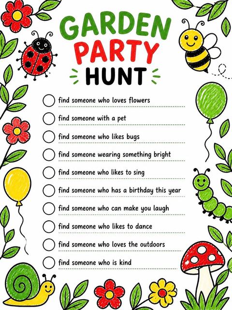 Scavenger hunt in the Crayon Bug Theme 9th Birthday Invitation design