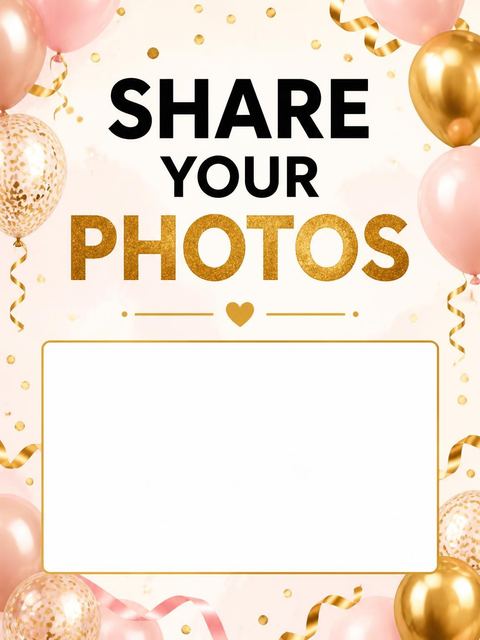 Hashtag card in the Gold Pink Balloon 13th Birthday design