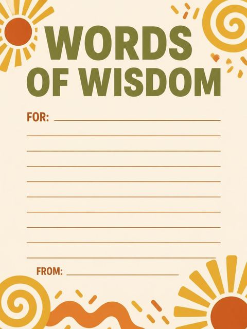 Advice card in the Olive Mustard Sunburst 75th Birthday design