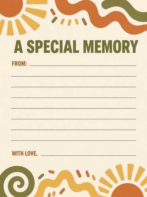 Memory card in the Olive Mustard Sunburst 75th Birthday design