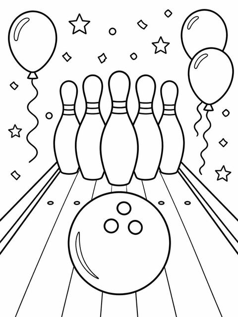 Coloring sheet in the Crayon Bowling Themed 9th Birthday Invitation design