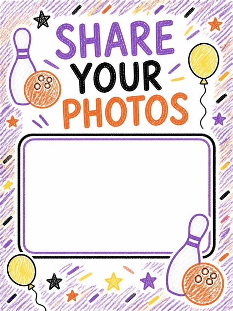 Hashtag card in the Crayon Bowling Themed 9th Birthday Invitation design