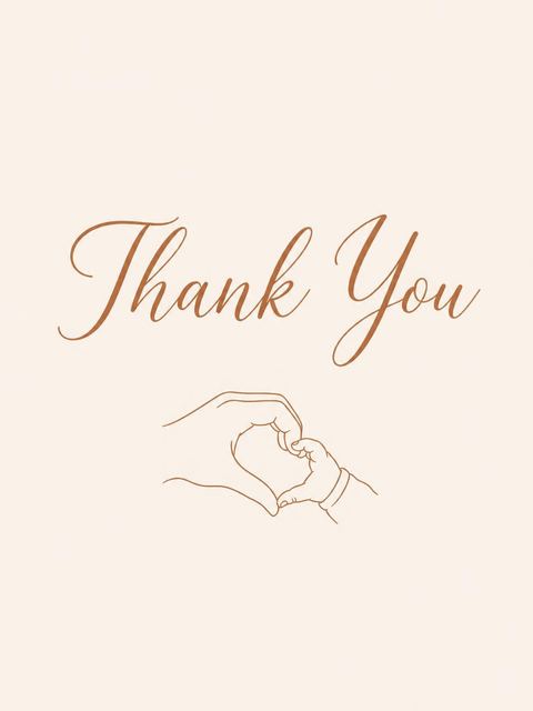 Thank-you flat in the Copper Line Art Heart Baby Shower design