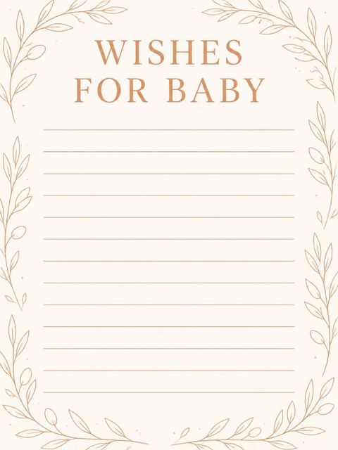Wishes page in the Copper Line Art Heart Baby Shower design