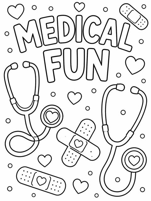 Coloring sheet in the Watercolor Medical Motif 9th Birthday design
