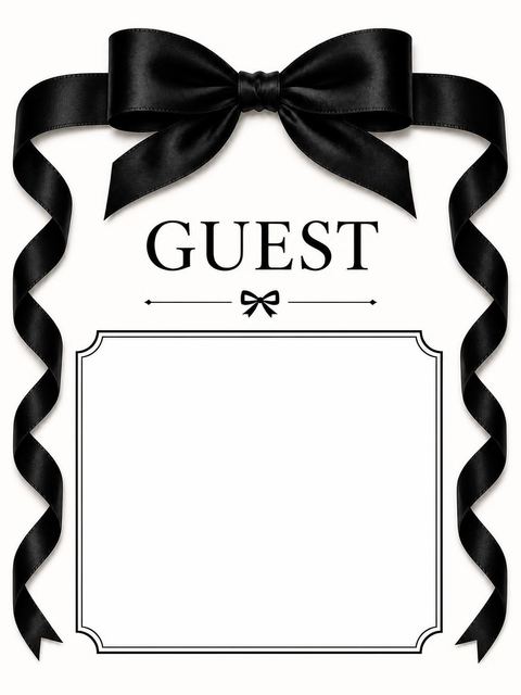 Place card in the Black Satin Bow Bridal Shower design