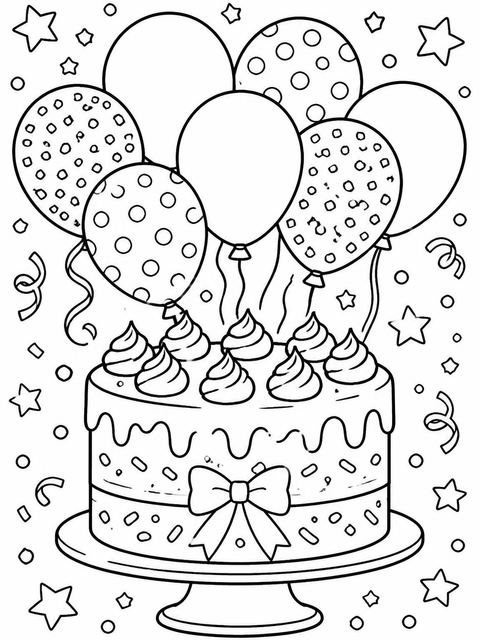 Coloring sheet in the Gold and Black Balloon 1st Birthday design