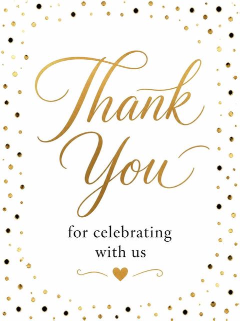 Thank-you flat in the Gold Confetti Modern 30th Birthday design