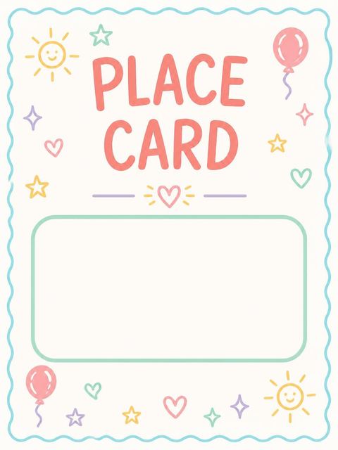 Place card in the Pastel Doodle Pool Party 1st Birthday design