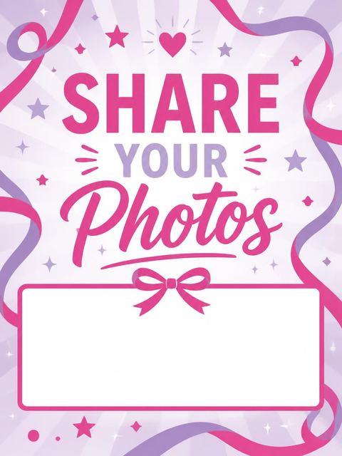 Hashtag card in the Hot Pink Lavender Gymnast 5th Birthday design