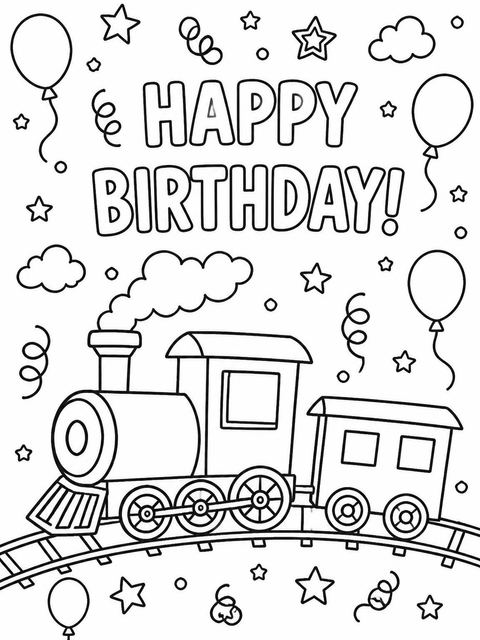 Coloring sheet in the Crayon Train Motif 2nd Birthday Invitation design