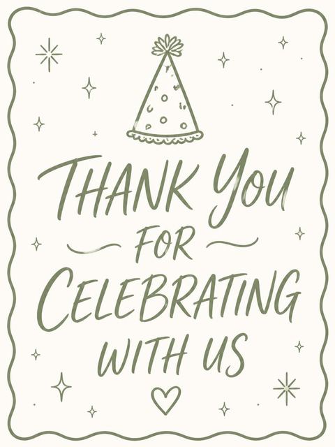 Thank-you flat in the Sage Green 3rd Birthday Invitation design