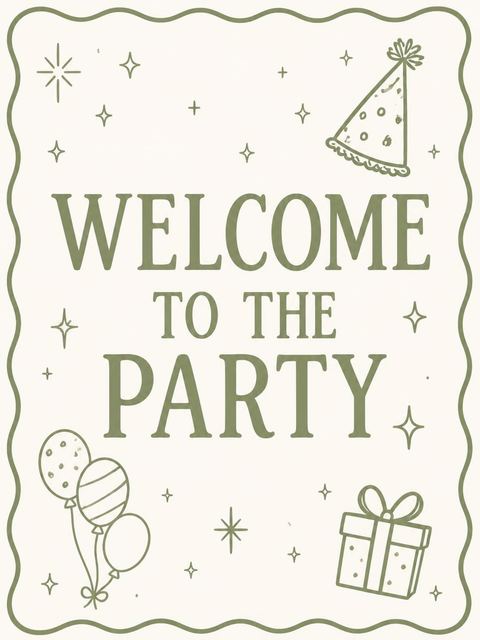 Welcome sign in the Sage Green 3rd Birthday Invitation design