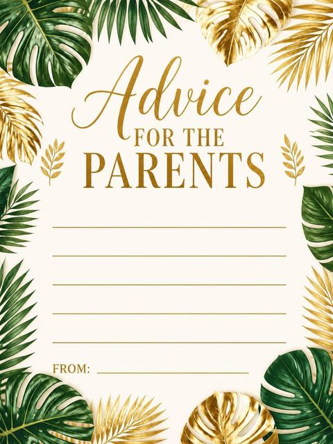 Advice card in the Gold Jungle Baby Shower Invitation design