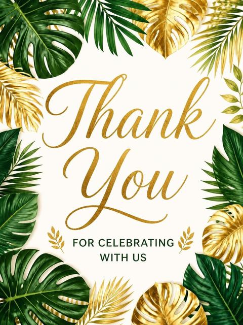Thank-you flat in the Gold Jungle Baby Shower Invitation design
