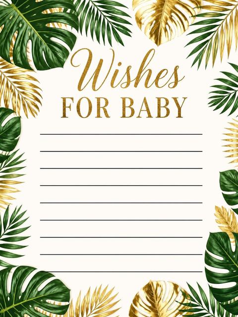 Wishes page in the Gold Jungle Baby Shower Invitation design