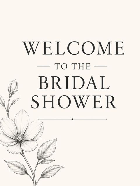 Welcome sign in the Charcoal Botanical Cream Bridal Shower design