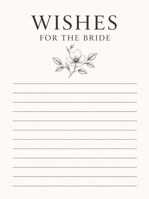 Wishes page in the Charcoal Botanical Cream Bridal Shower design