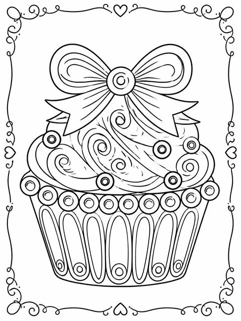 Coloring sheet in the Pink Paper-Quilling Cupcake 5th Birthday Invitation design