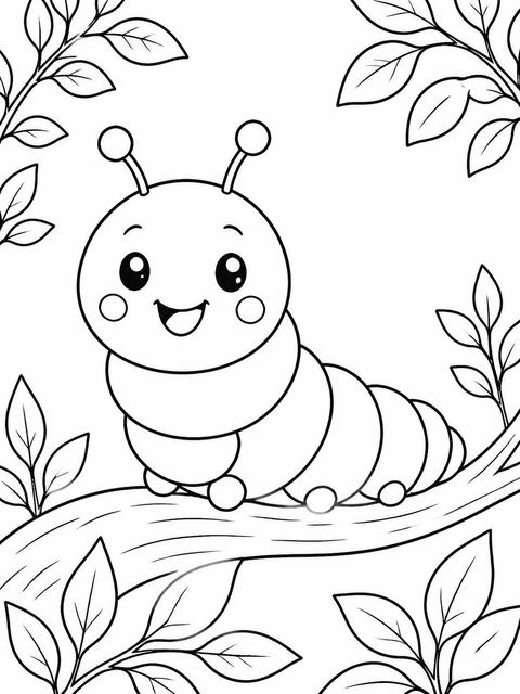 Coloring sheet in the Watercolor Caterpillar Green 2nd Birthday design